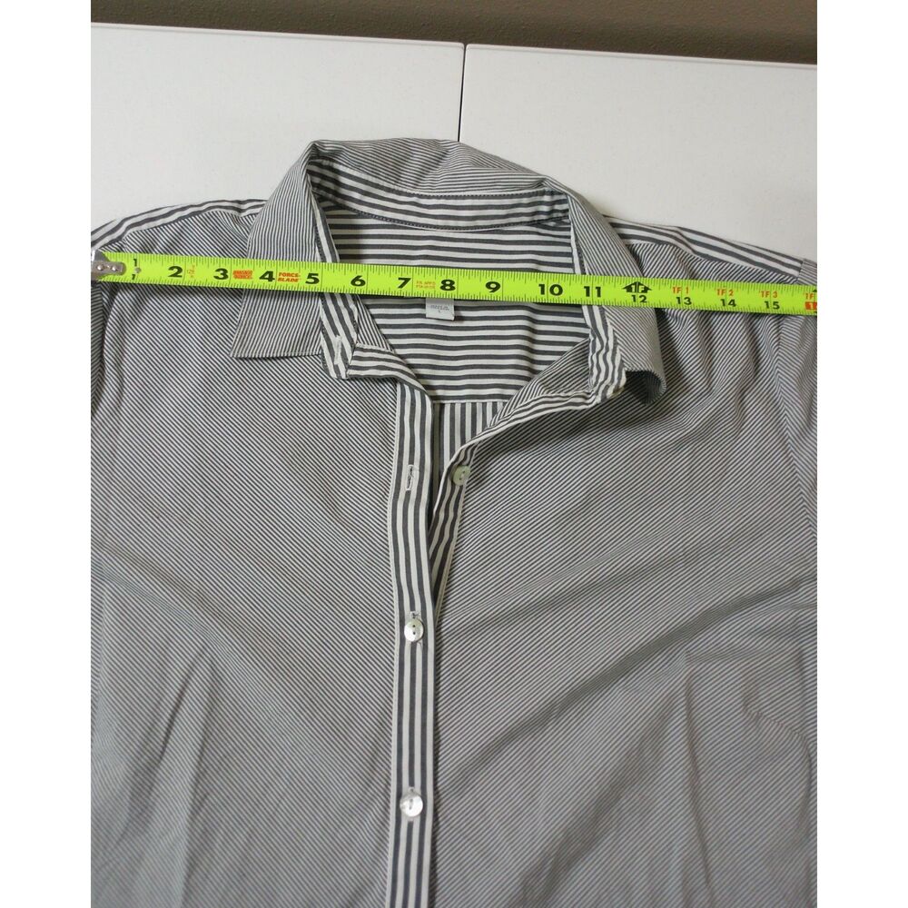 J. Jill Striped Button Front Shirt Large Gray White Stretch Tunic Career Casual - Picture 5 of 10